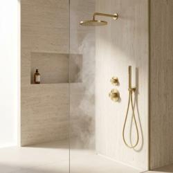 Aquanello Eterna Inbyggd Termostatisk Duschset PVD Guld 20 cm Regndusch och Handdusch ET-S-SET3-1-60